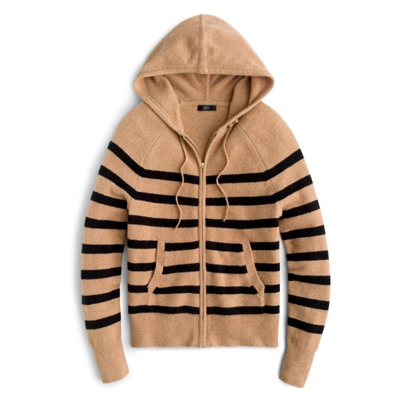 J. Crew Supersoft Zip-up Striped Hoodie Sweater - Picture 3 of 3